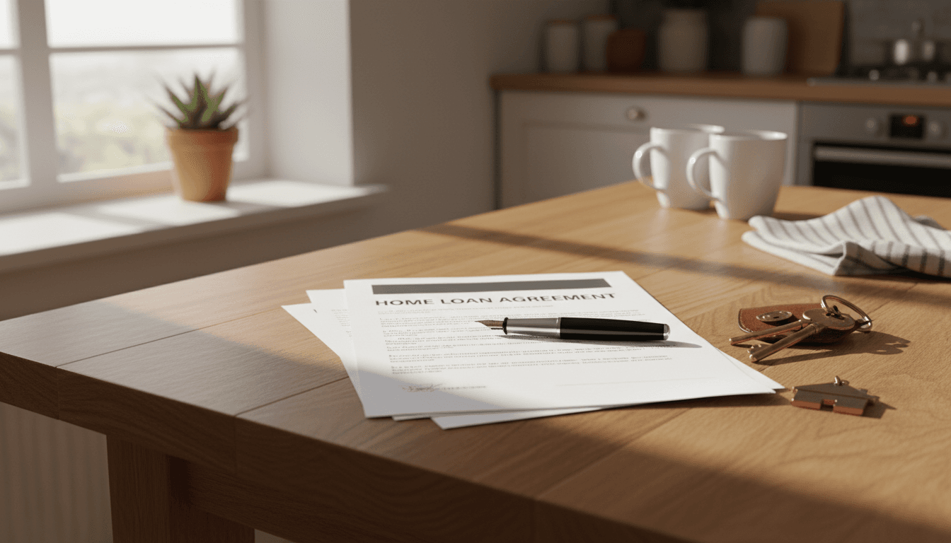 Loan documents and keys on a kitchen table